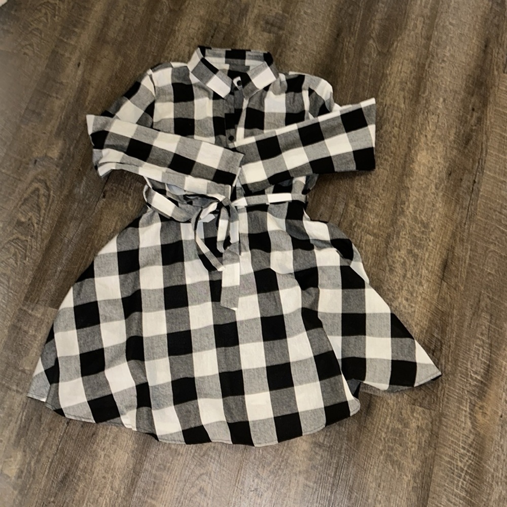 Cupshe White & Black Buffalo Plaid Dress XL